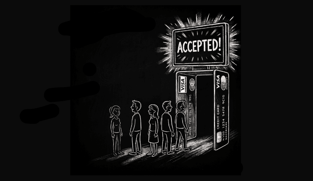 Automated gate accepting or declining credit card applicants