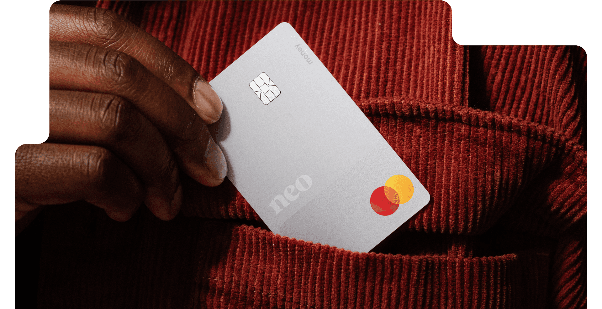 Hand holding a Neo Financial card